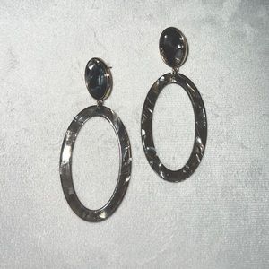 Gray Acrylic Oval Earrings
